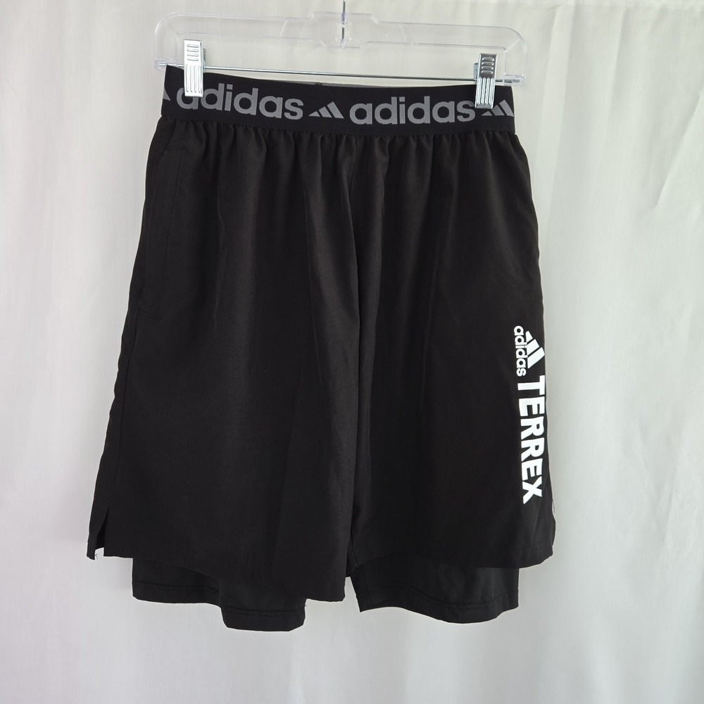 Adidas Terrex 2 In 1 Shorts Youth Size 2XL pockets Reflective Details Black